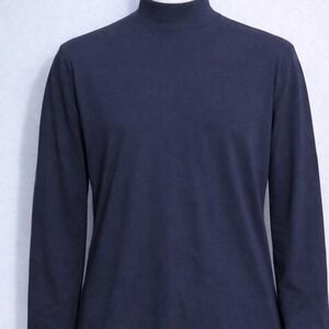 Croft & Barrow Mock Neck Shirt Navy Blue Medium Minimalist Casual Layering